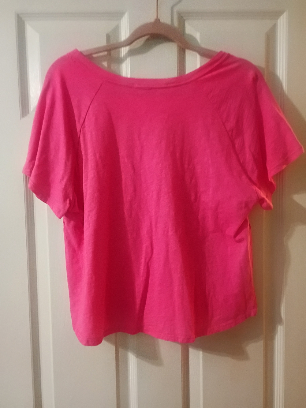 Altar'd State Bright Pink Short Sleeve Lace-Panel Tee - Picture 3 of 3